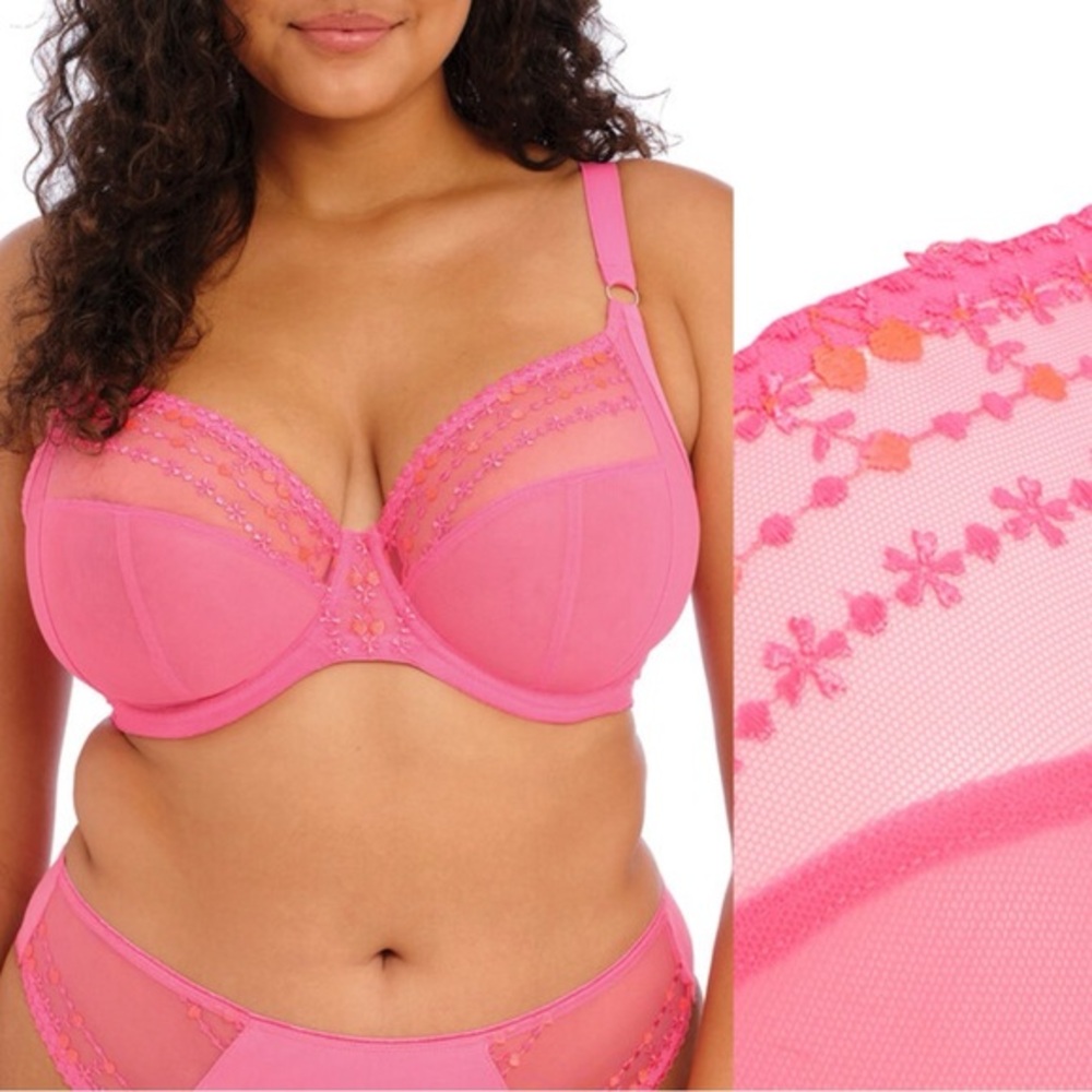 Elomi Bright Pink Floral Lace Bra